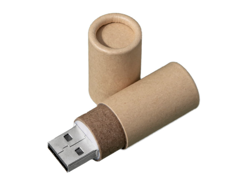 USB flash-карта TUBE (8Гб), натуральная, 6,0х1,7х1,7 см, картон, натуральный