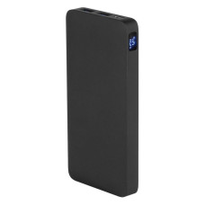 Внешний аккумулятор (powerbank)  «WeCharge Soft Touch»,  10 000 mAH, Power Delivery (PD) 25.5W, со светящимся логотипом после гравировки, c цифровым дисплеем для контроля заряда, черный