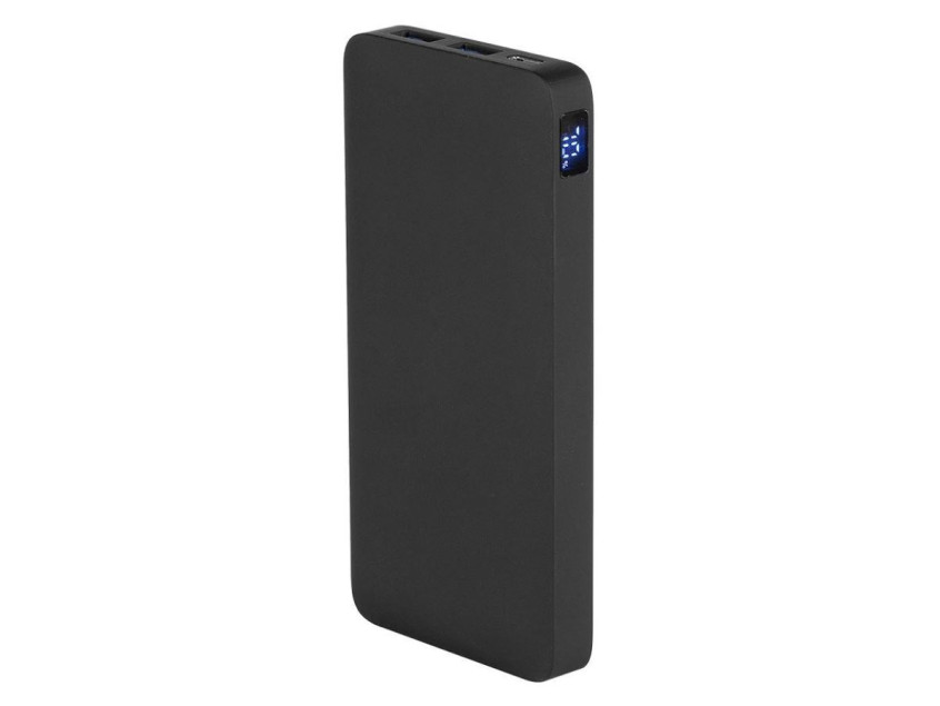 Внешний аккумулятор (powerbank)  «WeCharge Soft Touch»,  10 000 mAH, Power Delivery (PD) 25.5W, со светящимся логотипом после гравировки, c цифровым дисплеем для контроля заряда, черный