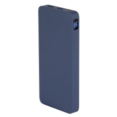 Внешний аккумулятор (powerbank)  «WeCharge Soft Touch»,  10 000 mAH, Power Delivery (PD) 25.5W, со светящимся логотипом после гравировки, c цифровым дисплеем для контроля заряда, темно-синий