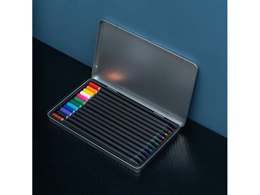 Набор цветных карандашей PROFESSIONAL, 12 цветов, серебристый