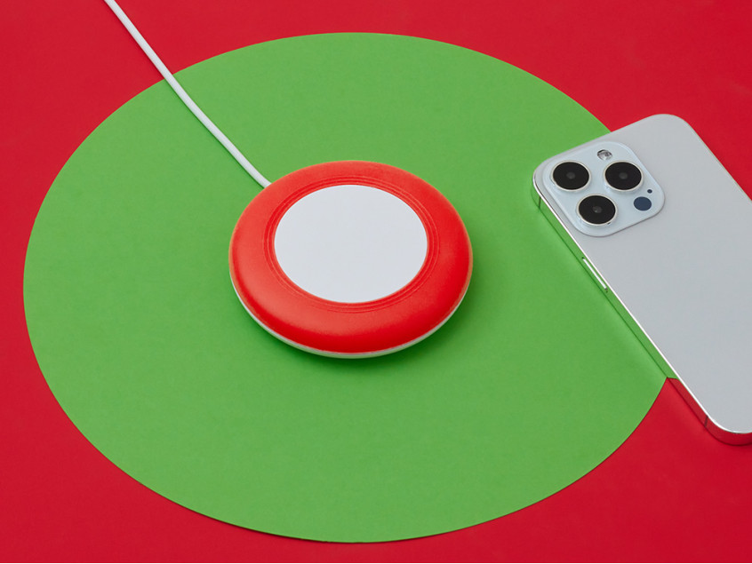 Беспроводное зарядное устройство Disc со встроенным кабелем 2 в 1