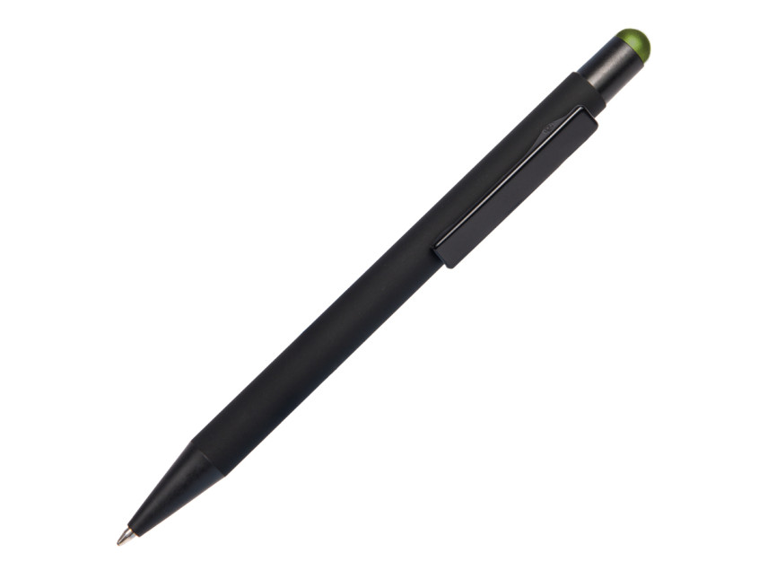 Ручка шариковая FACTOR BLACK со стилусом, черный, зеленый