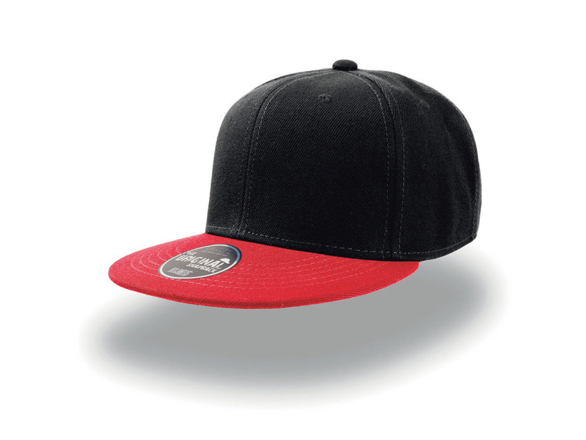 Бейсболка SNAP BACK, 6 клиньев, пластиковая застежка, черный, красный