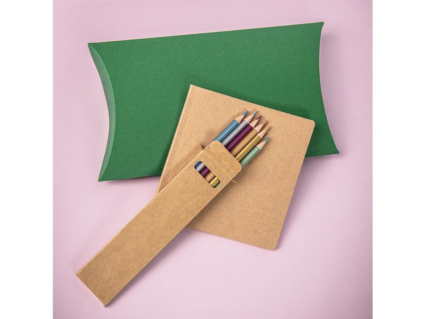 Набор подарочный PAINTER: скетчбук-блокнот, набор цветных карандашей, коробка; зеленый, Зеленый