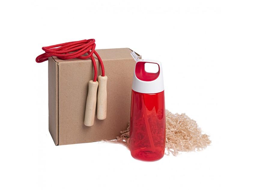 Набор подарочный INMODE: бутылка для воды, скакалка, стружка, коробка, красный, Красный