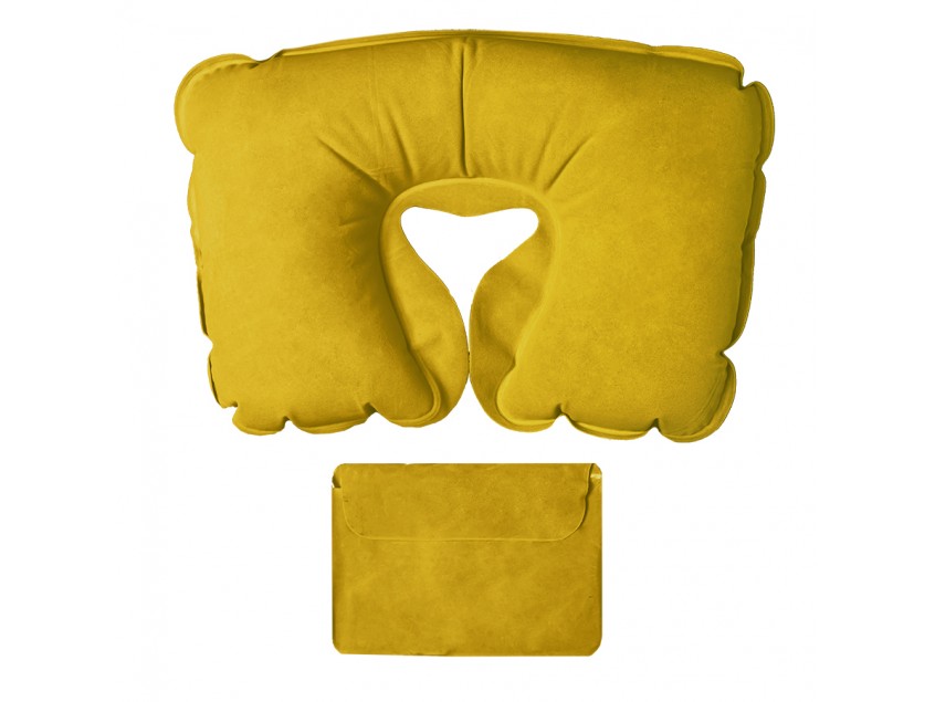 Подушка надувная дорожная в футляре, Желтый