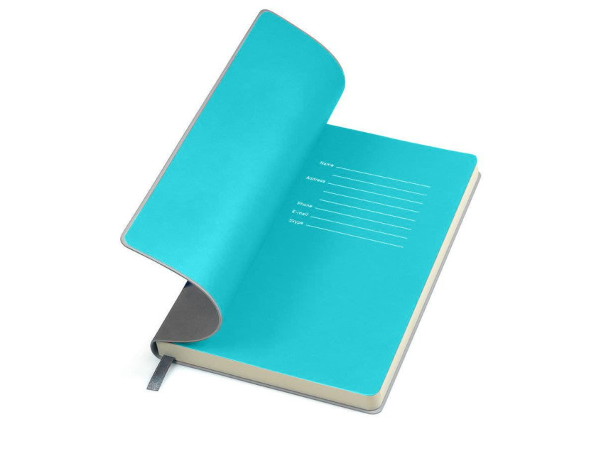 Бизнес-блокнот FUNKY А5, с цветным  форзацем, мягкая обложка,  в линейку, Серый