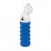 Бутылка для воды складная с карабином SPRING; синяя, 550/250 мл, силикон, Синий