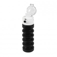 Бутылка для воды складная с карабином SPRING; черная, 550/250 мл, силикон, Черный
