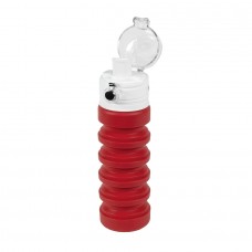 Бутылка для воды складная с карабином SPRING; красная, 550/250 мл,  силикон, Красный