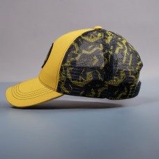 Образец бейсболка CUSTOM MERCH, 6 клиньев, пластиковая застёжка, черный, желтый