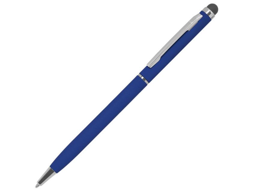 Ручка шариковая со стилусом TOUCHWRITER SOFT, покрытие soft touch, синий, серебристый