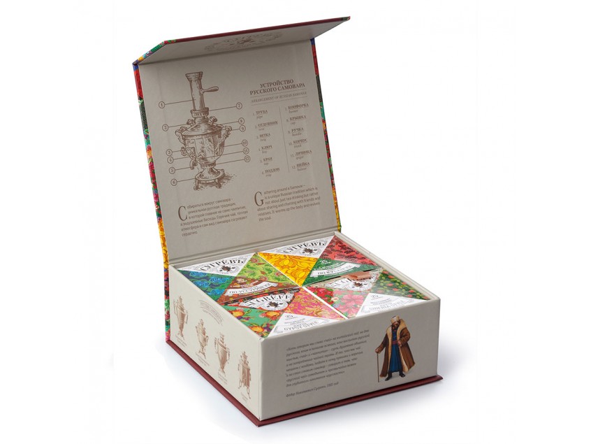 Набор Сугревъ в картонной коробке с 4-я чаями, разные цвета