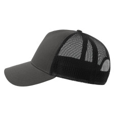 Бейсболка RAPPER COTTON-S, 5 клиньев, пластиковая застёжка, серый меланж, чёрный