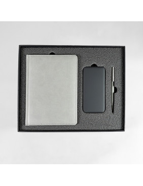 Набор подарочный BLISS: ежедневник, ручка и power bank в коробке  с ложементом, серый