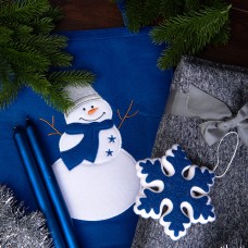 Набор подарочный NEWSPIRIT: сумка, свечи, плед, украшение, синий, Синий