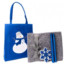 Набор подарочный NEWSPIRIT: сумка, свечи, плед, украшение, синий, Синий