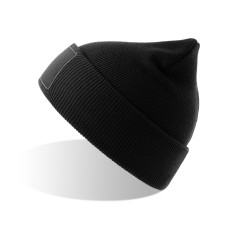 Шапка вязаная  двойная Wind-S с патчем, черный