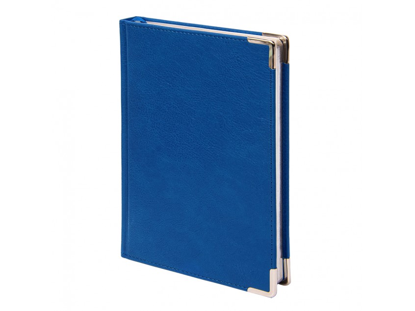 Ежедневник недатированный Kennedy, А5,  синий, белый блок, серебряный срез, Синий