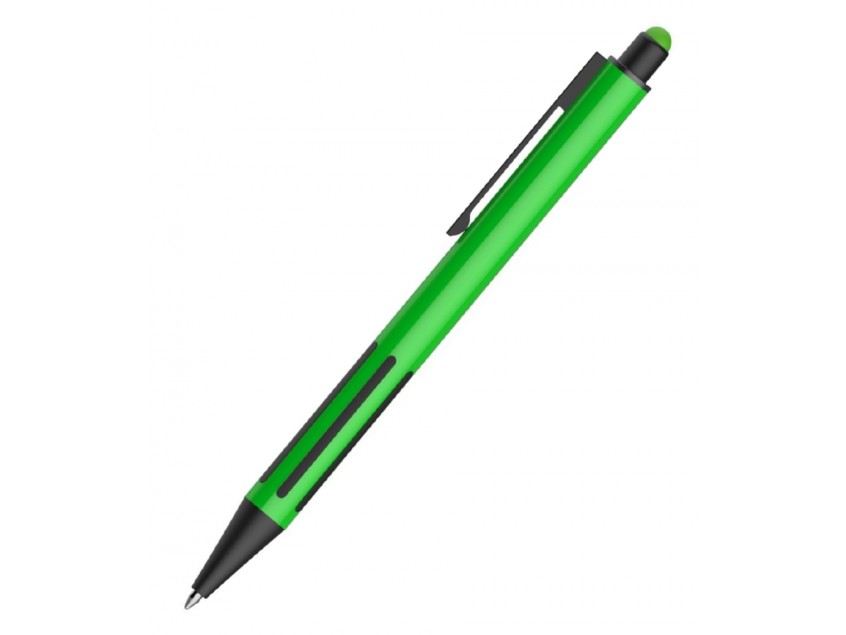 Ручка шариковая со стилусом IMPRESS TOUCH, прорезиненный грип, Зеленый