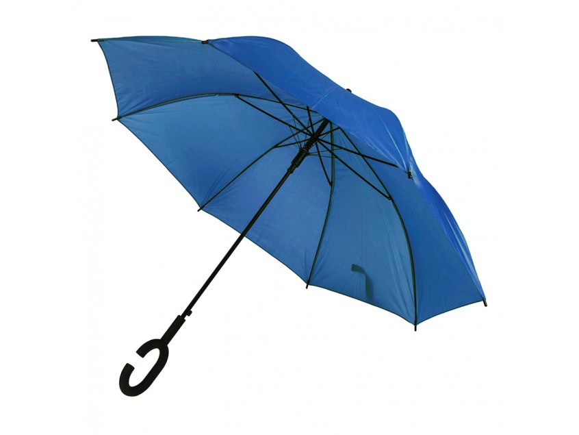 Зонт-трость HALRUM, пластиковая ручка, полуавтомат, Синий