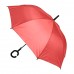 Зонт-трость HALRUM, пластиковая ручка, полуавтомат, Красный