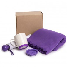 Набор подарочный SPRING WIND: плед, складной зонт, кружка с крышкой, коробка, фиолетовый, Фиолетовый