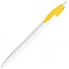 Ручка шариковая X-1 WHITE, белый/желтый непрозрачный клип, пластик, Жёлтый