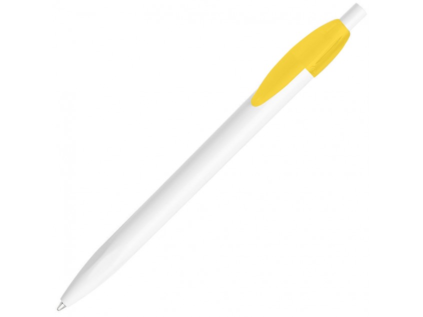 Ручка шариковая X-1 WHITE, белый/желтый непрозрачный клип, пластик, Жёлтый