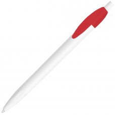 Ручка шариковая X-1 WHITE, белый/красный непрозрачный клип, пластик, Красный