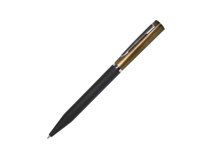 Ручка шариковая M1, пластик, металл, покрытие soft touch, золотистый, черный