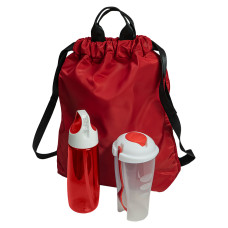 Набор подарочный FITKIT: бутылка для воды, контейнер для еды, рюкзак, красный, Красный