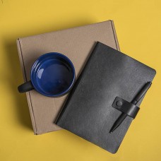 Набор подарочный DYNAMIC: кружка, ежедневник, ручка,  стружка, коробка, черный/синий, Черный