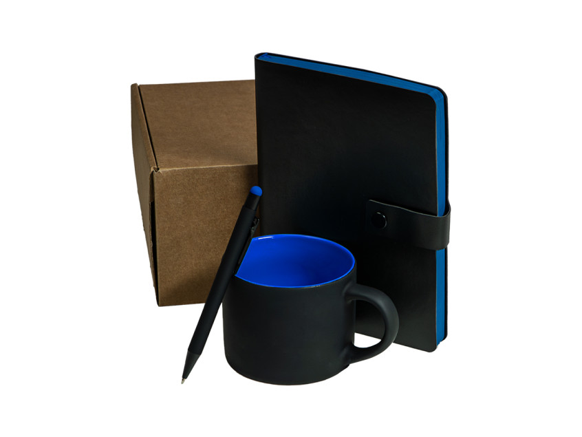Набор подарочный DYNAMIC: кружка, ежедневник, ручка,  стружка, коробка, черный/синий, Черный