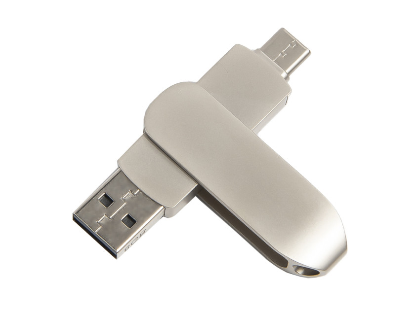 USB flash-карта CIRCLE OTG Type-C (32Гб), серебристая, 6,5х1,5х0,82 см, металл, серебристый