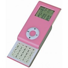 Калькулятор раздвижной с календарем и часами, Розовый
