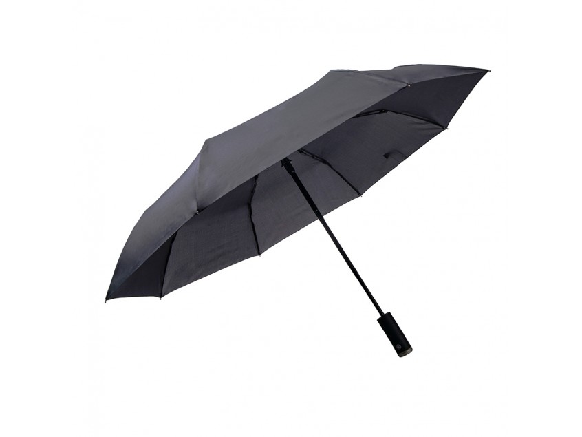 Зонт складной PRESTON с ручкой-фонариком, полуавтомат, Серый