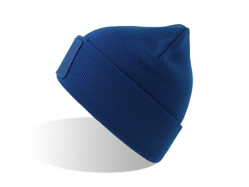 Шапка вязаная  двойная Wind-S с патчем, Ярко-синий