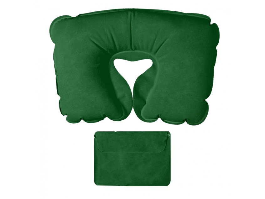 Подушка надувная дорожная в футляре, Зеленый