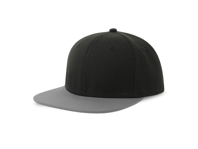 Бейсболка SNAP BACK-S, 6 клиньев, пластиковая застежка, черный, серый
