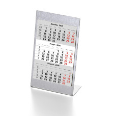 Календарь настольный на 2 года; серебристый; размер 23*10,5 см,сталь, , серебристый