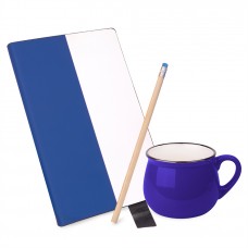 Подарочный набор LAST SUMMER: бизнес-блокнот, кружка, карандаш чернографитный, синий, Белый