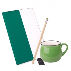 Подарочный набор LAST SUMMER: бизнес-блокнот, кружка, карандаш чернографитный, зеленый, Белый