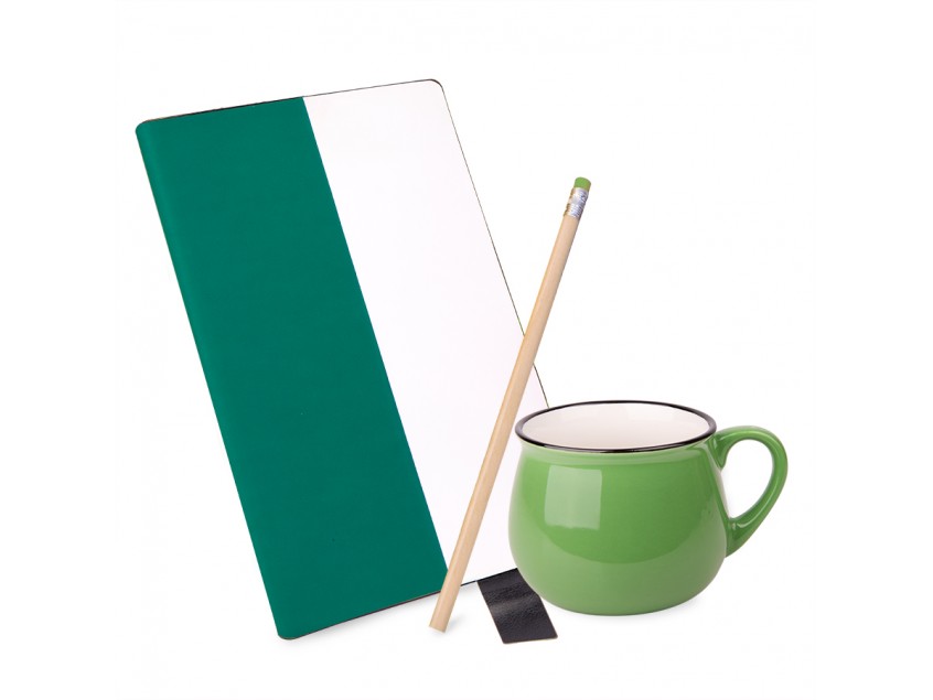 Подарочный набор LAST SUMMER: бизнес-блокнот, кружка, карандаш чернографитный, зеленый, Белый
