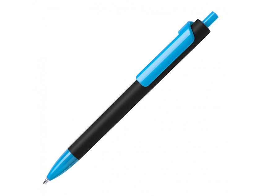 Ручка шариковая FORTE SOFT BLACK, покрытие soft touch, Голубой
