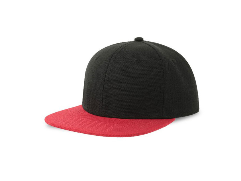 Бейсболка SNAP BACK-S, 6 клиньев, пластиковая застежка, черный, красный