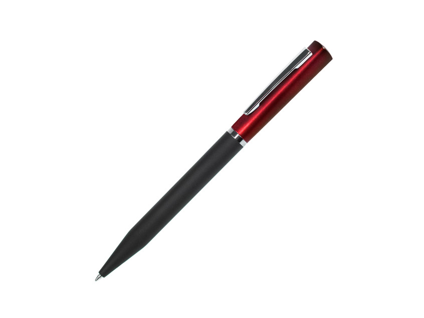 Ручка шариковая M1, пластик, металл, покрытие soft touch, красный, черный