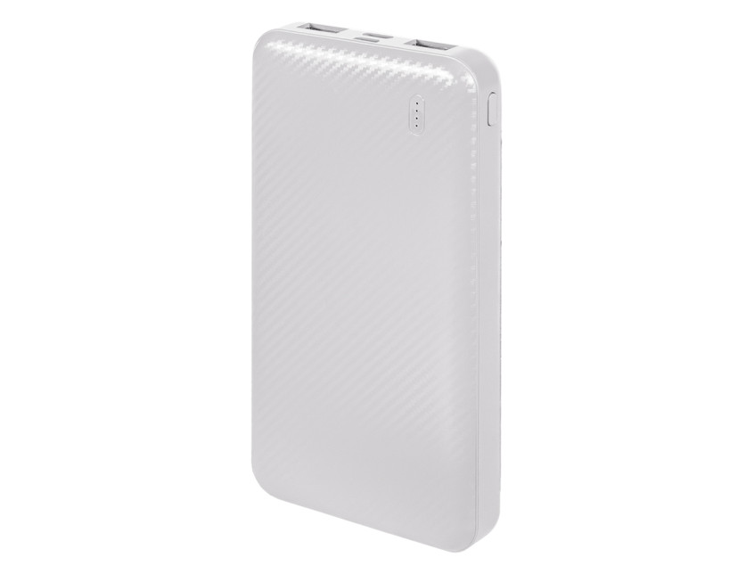Универсальный аккумулятор Rib 10 (10000 мАч), белый, 13,5х6.8х1,5 см