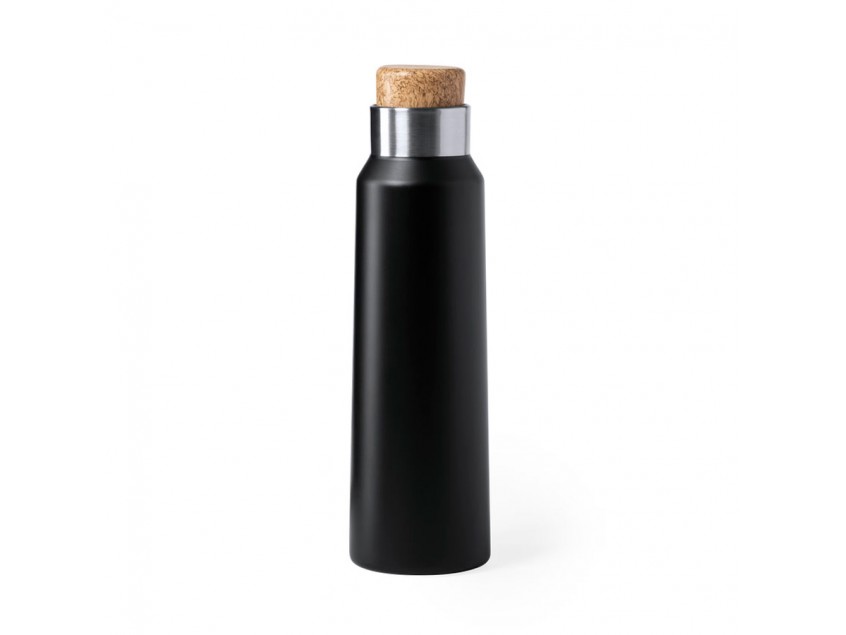 Бутылка для воды ANUKIN, черный, 770 мл, нержавеющая сталь, натуральная пробка, Черный